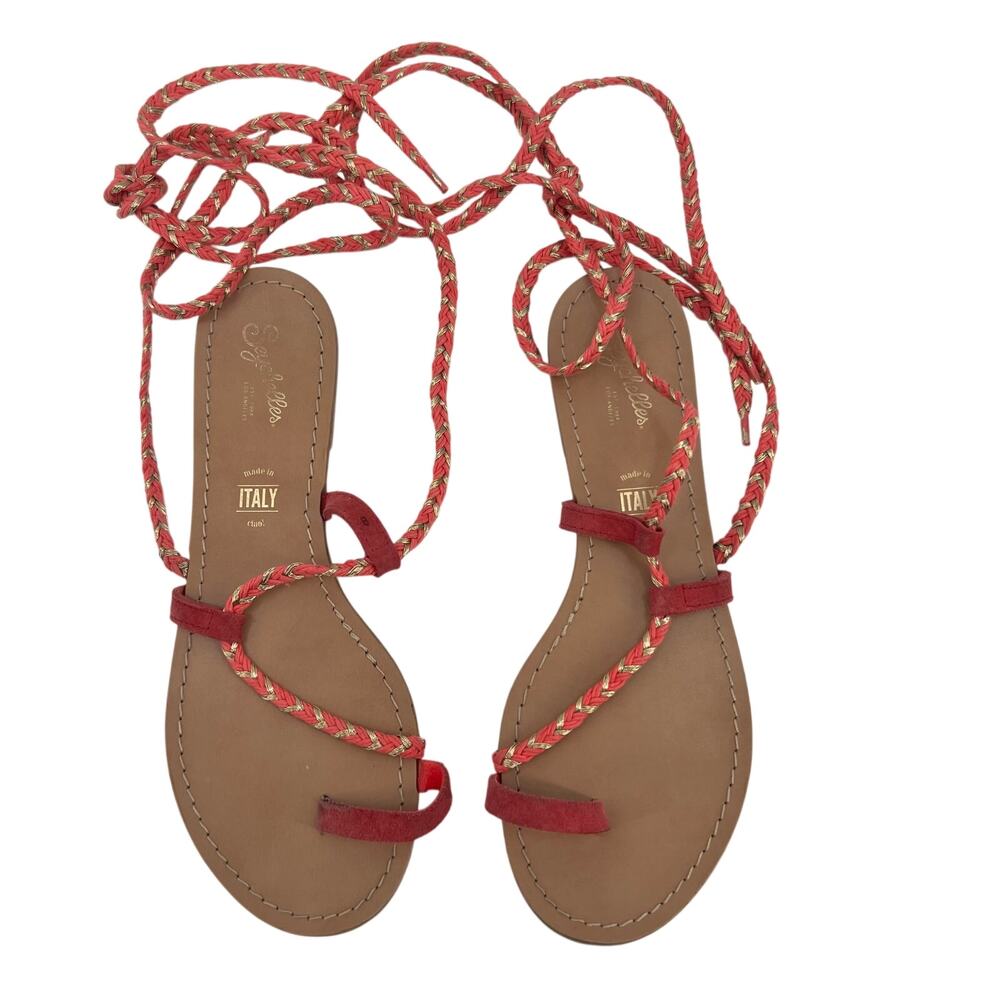 Anthropologie Seychelles made in Italy pink & gold wrap up gladiator sandals 8
